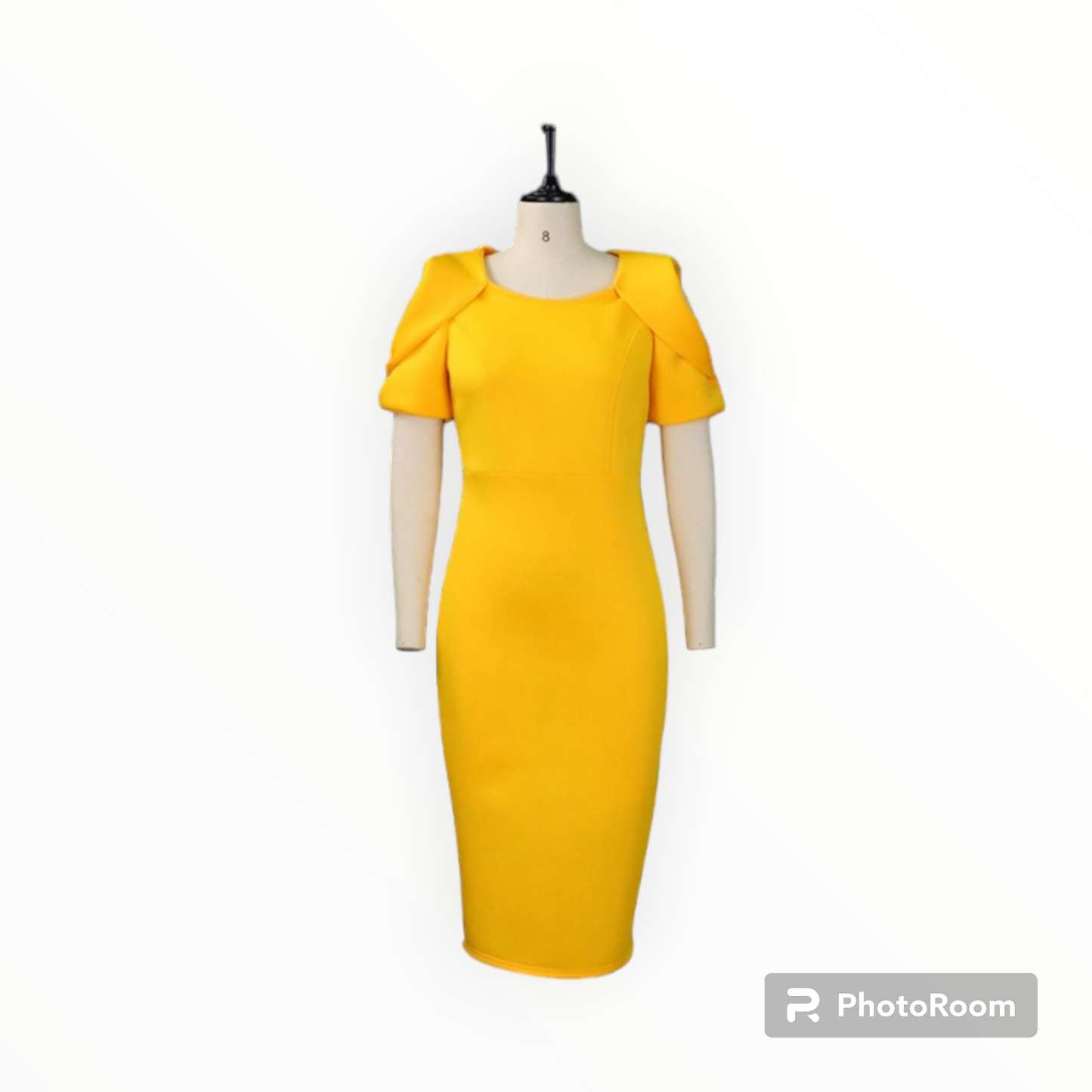 Plus size hollow sleeves midi Scuba dress