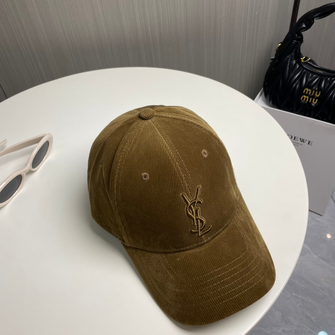 YSL Designer Inspired Corduroy Baseball Cap