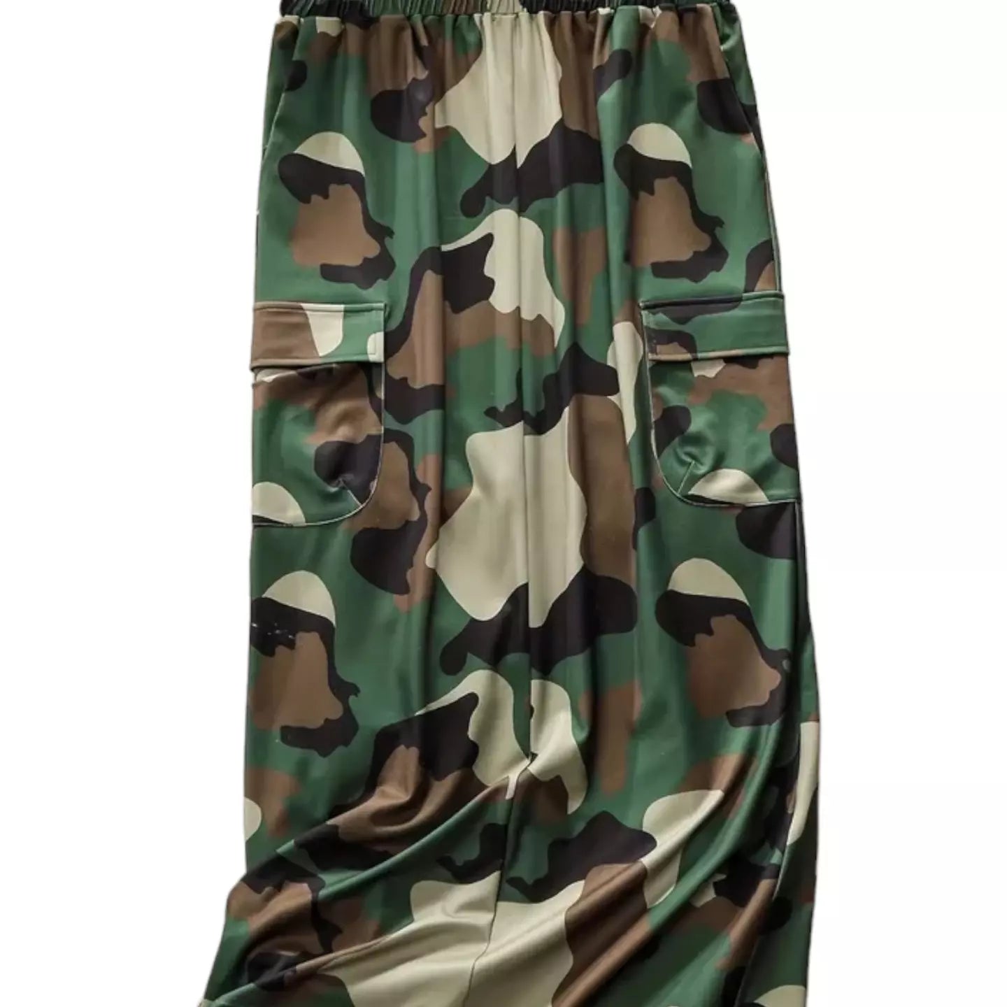 Plus size camouflage maxi skirt