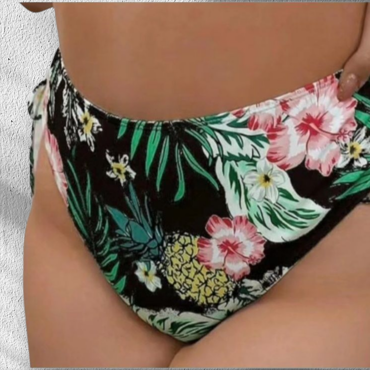 Plus size tropical bikini bottoms