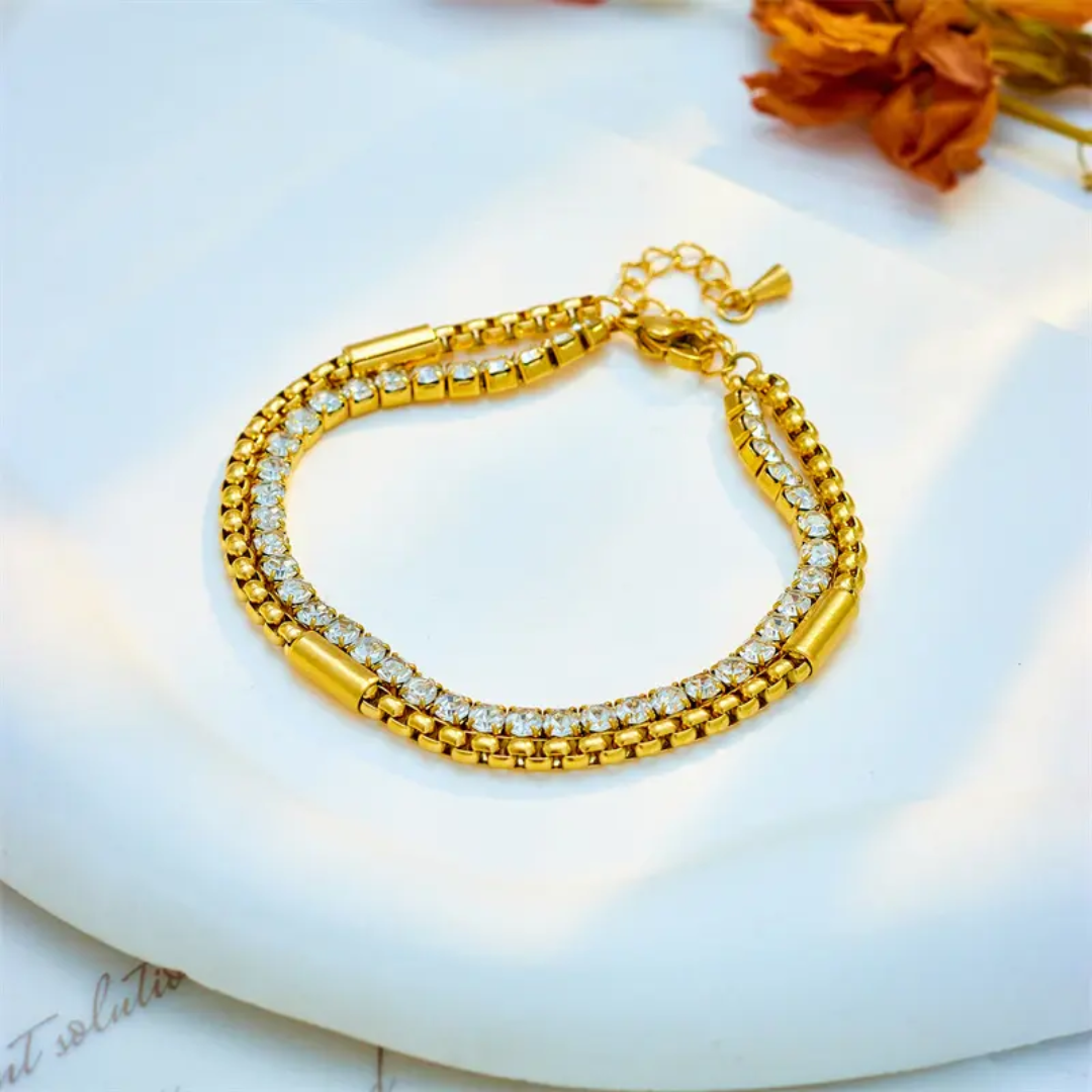 Crystal stainless steel tennis bracelet