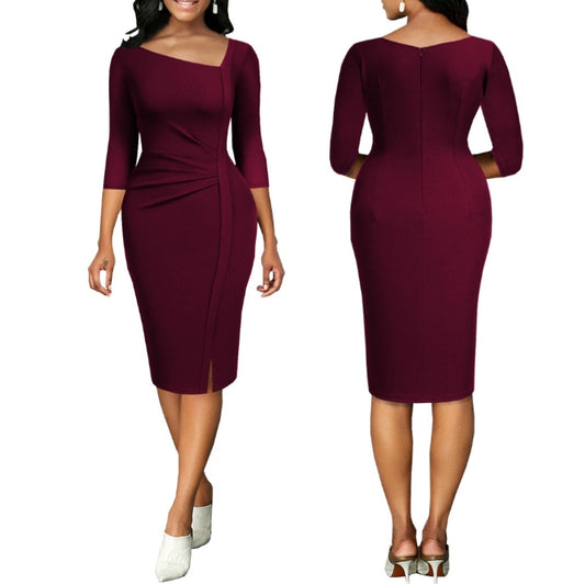 Plus size professional pencil midi dress