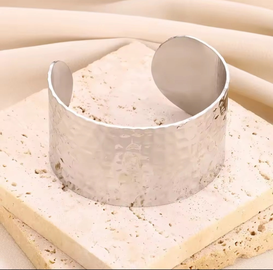 Stainless Steel Hammered Cuff bracelet