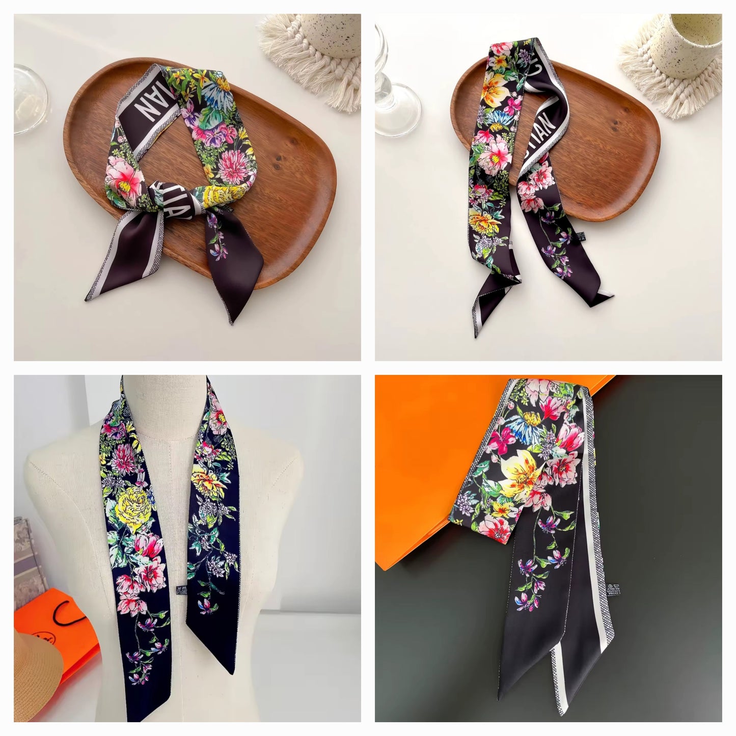 Christian Dior Ribbon Twill Scarves