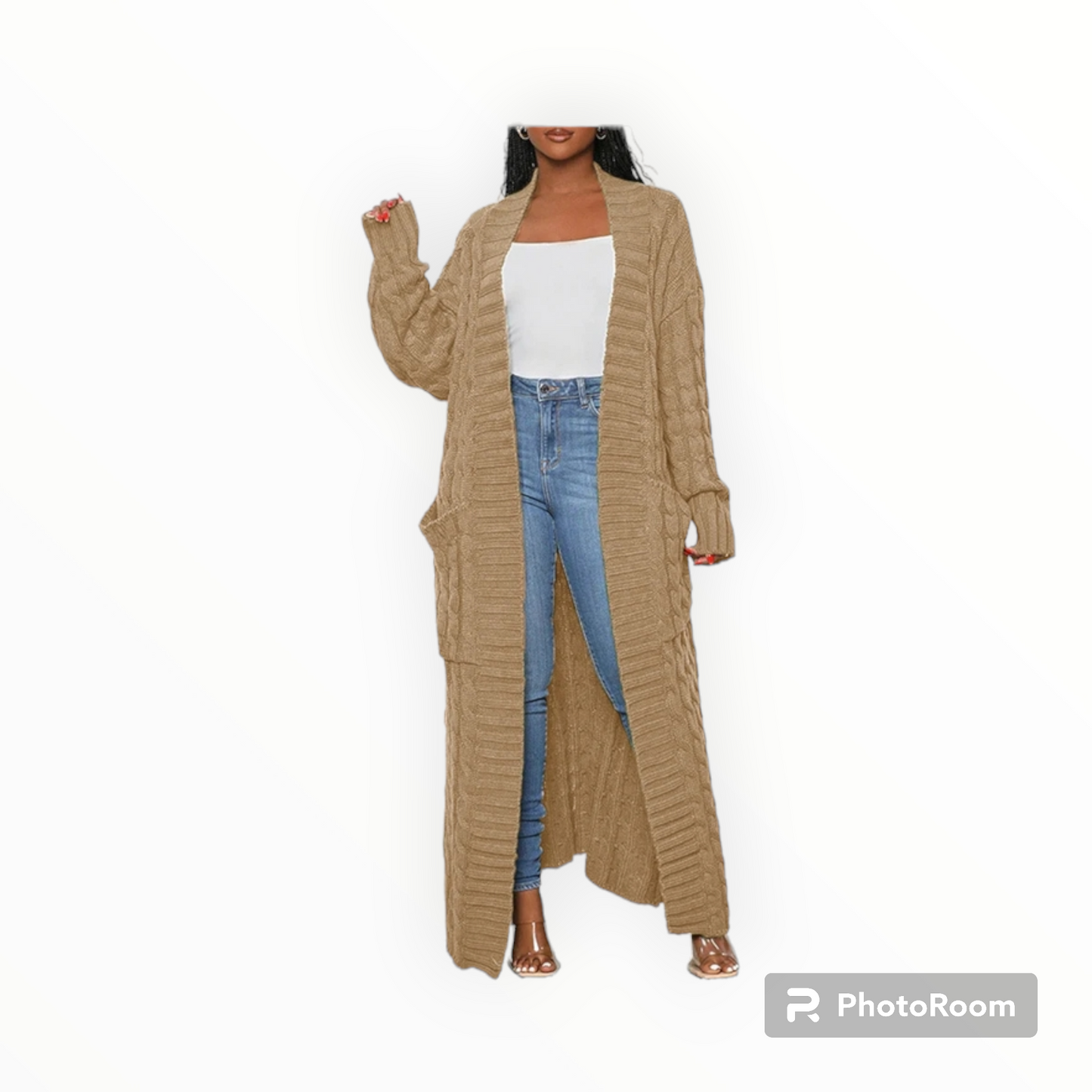 Plus size maxi cardigan sweater