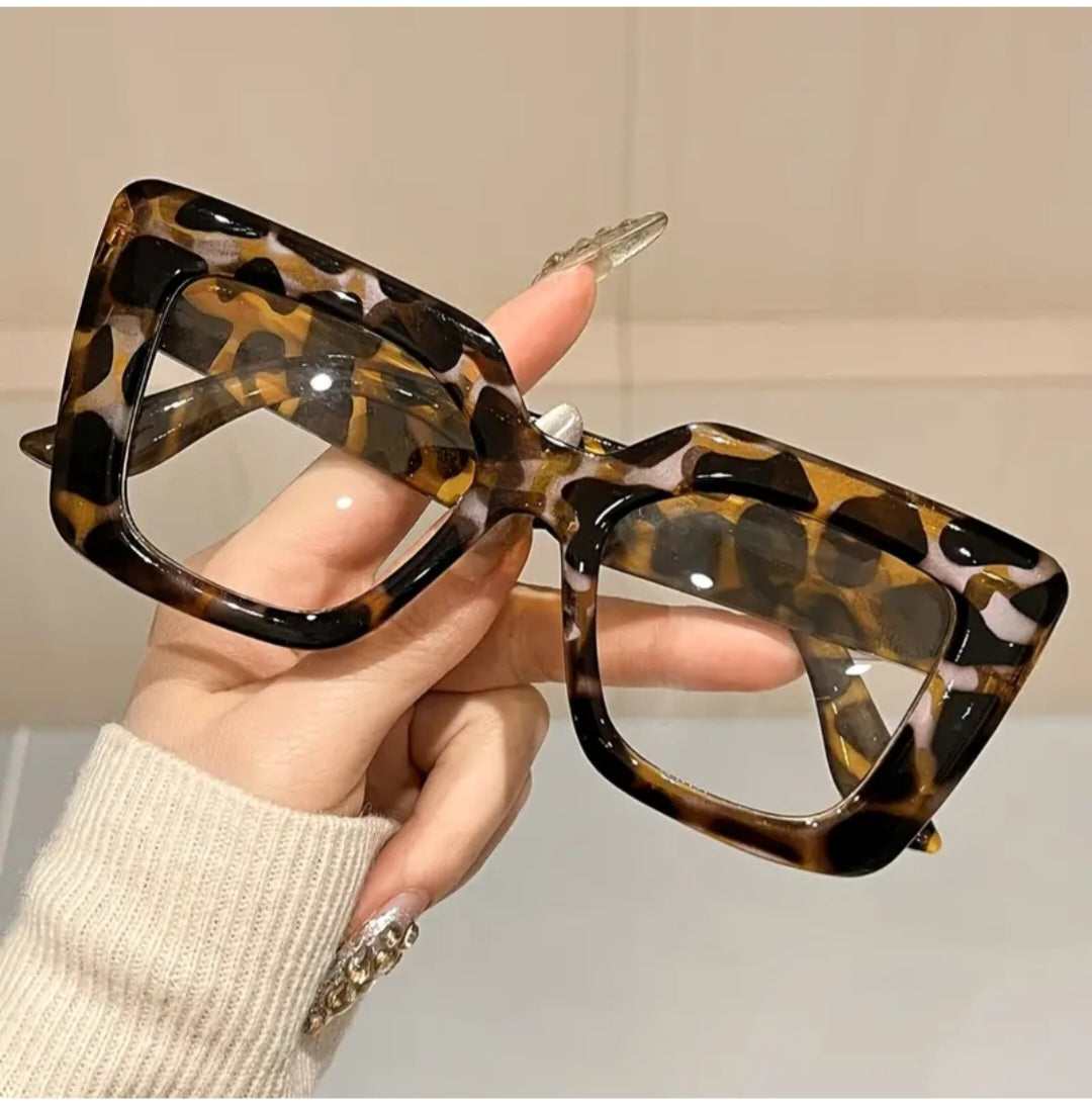 Square Cat Eye Animal Print Eyewear