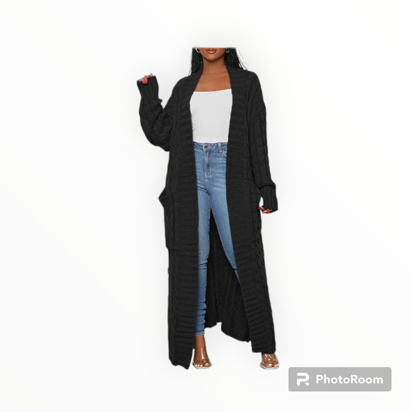 Plus size maxi cardigan sweater