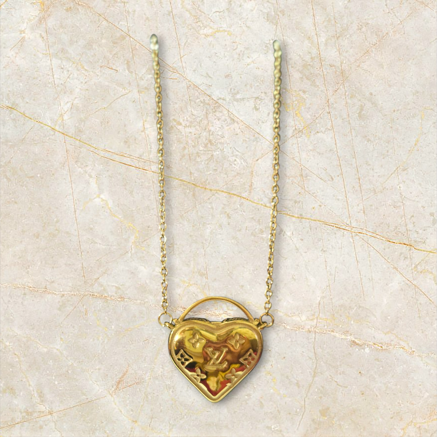 LV INSPIRED Heart NECKLACE