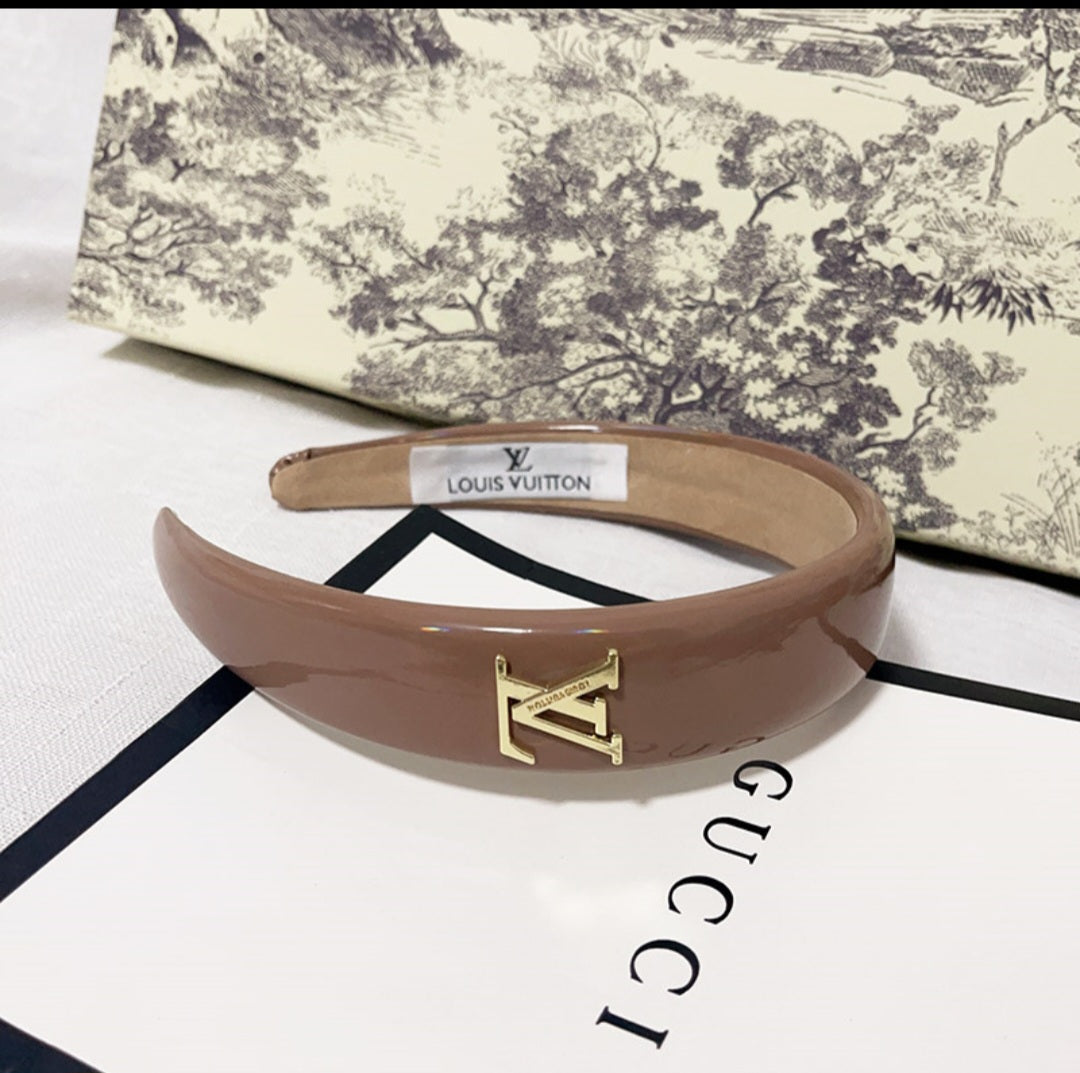 LV Designer inspired Patent Leather Headband