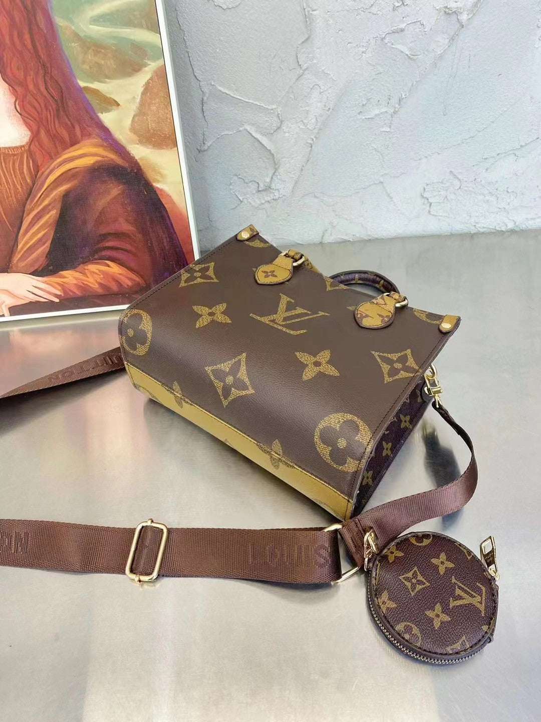 LV inspired reverse tote bag
