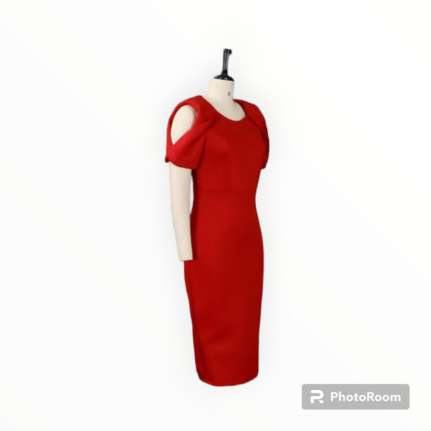 Plus size hollow sleeves midi Scuba dress