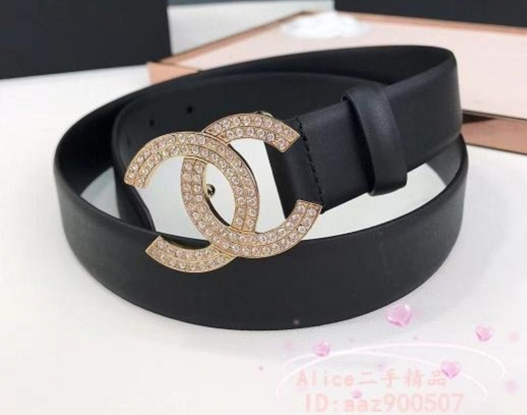 CC Inspired Rhinestones Leather Belt