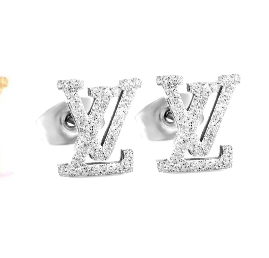 LV inspired stud earrings