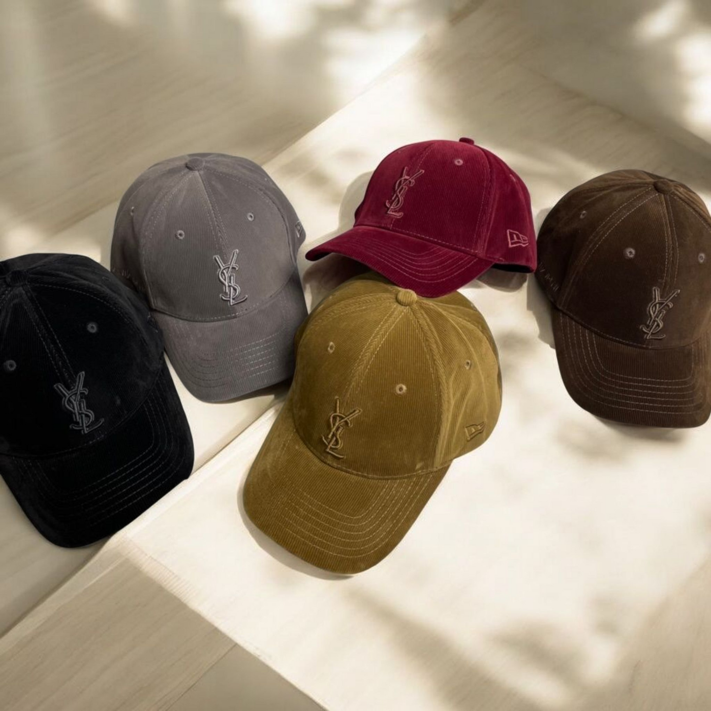 YSL Designer Inspired Corduroy Baseball Cap