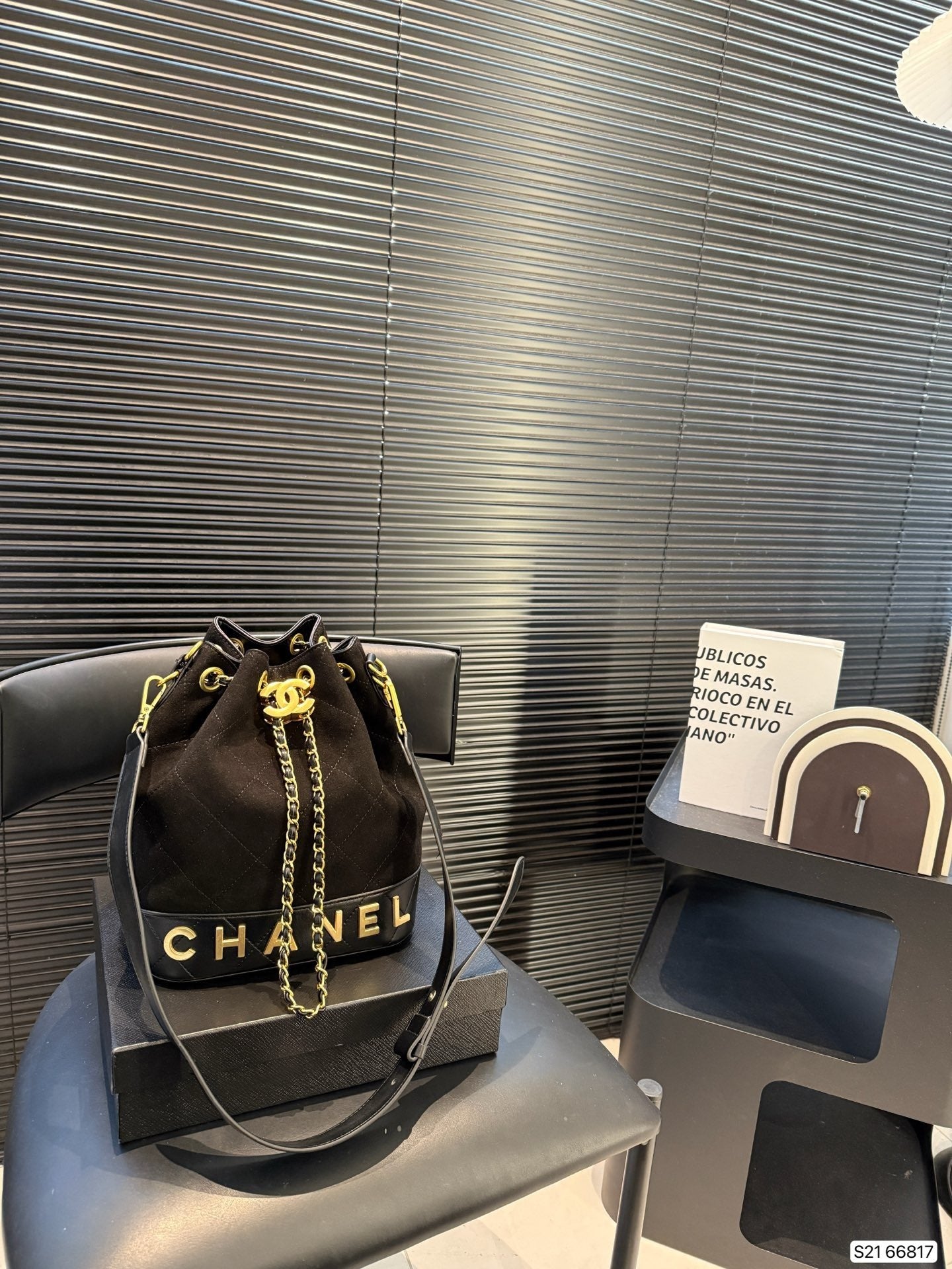 Chanel inspired Suade bucket handbag