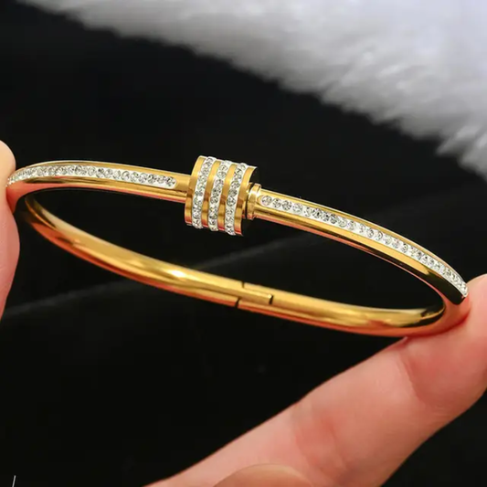 18K Gold Plated Rhinestones Bangle