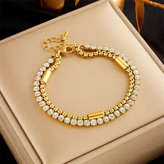 Crystal stainless steel tennis bracelet