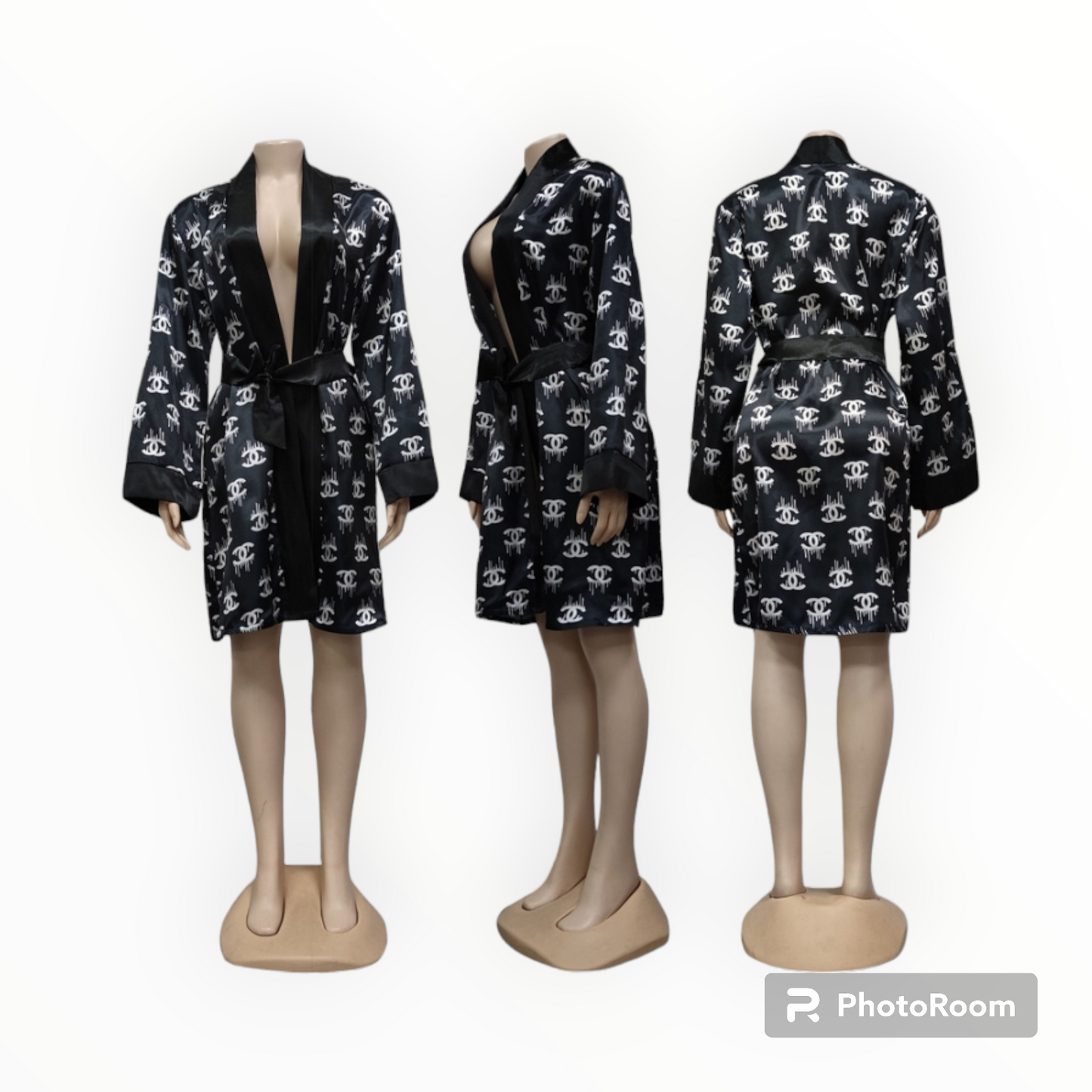 Chanel inspired robe and bonnet set