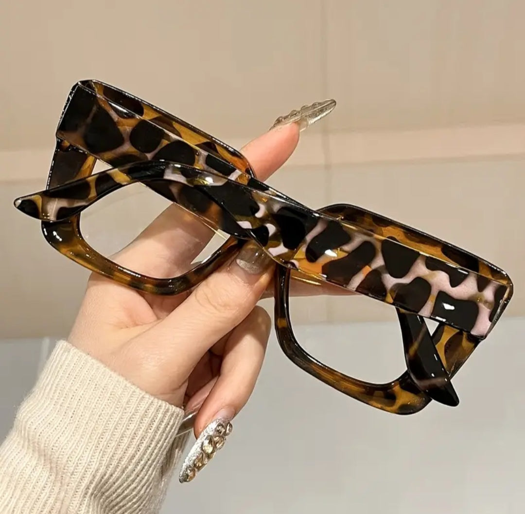 Square Cat Eye Animal Print Eyewear