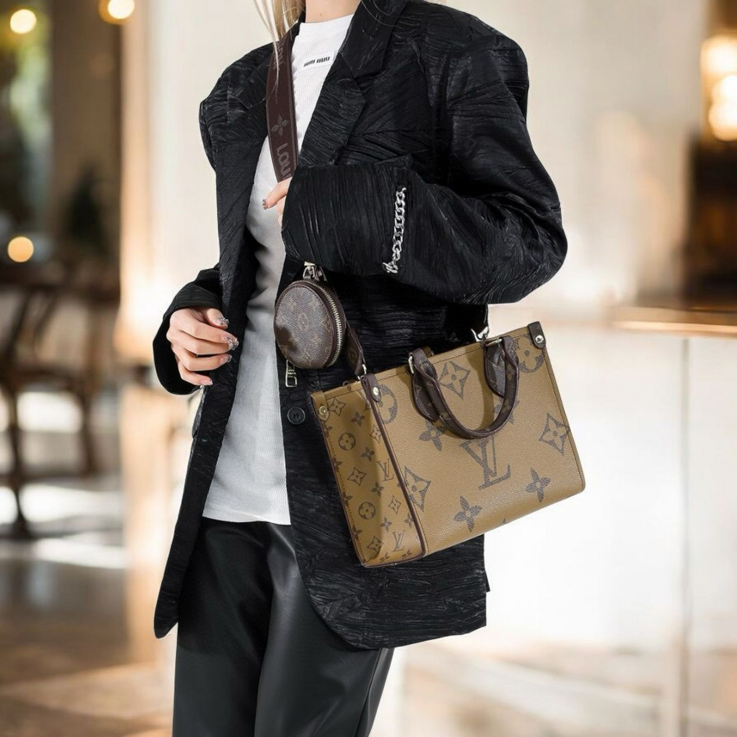 LV inspired reverse tote bag