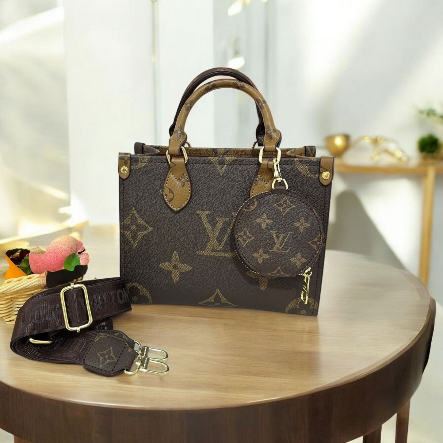 LV inspired reverse tote bag