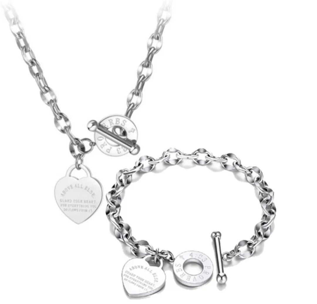 Heart Bracelet and Necklace