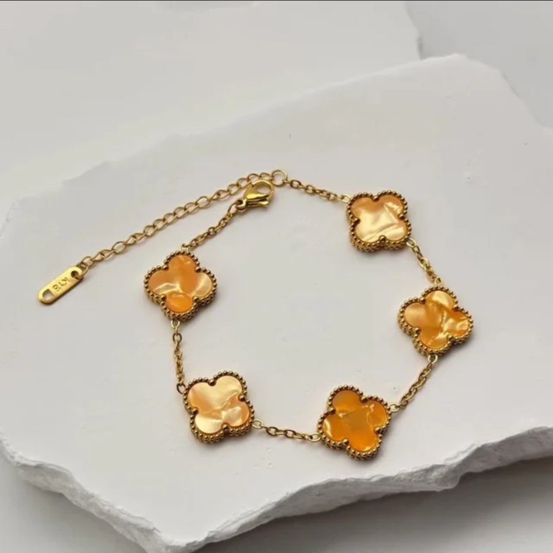 Van Cleef inspired Gold   Clover Bracelet 15mm Collection