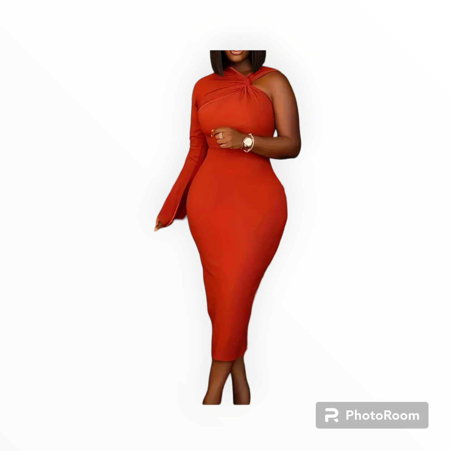 Plus size one shoulder midi dress
