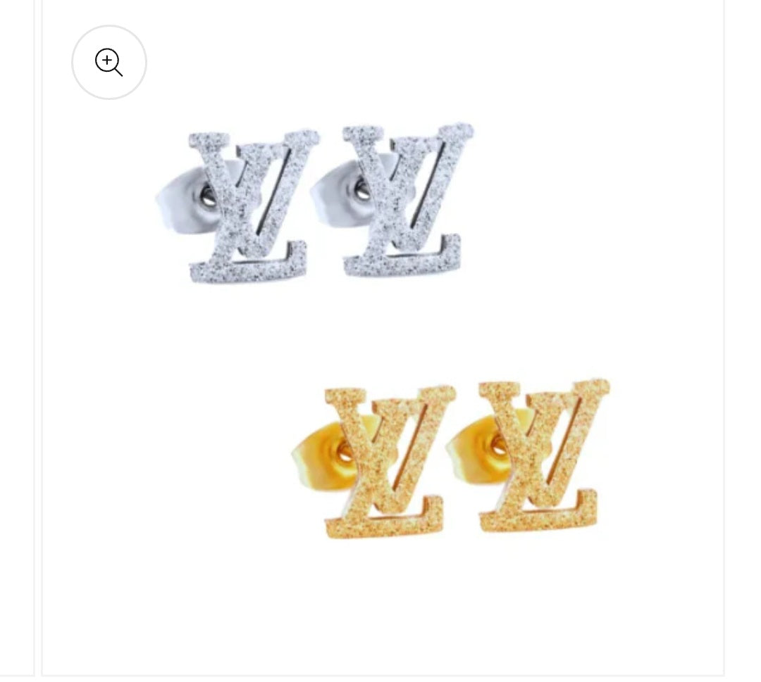 LV inspired stud earrings