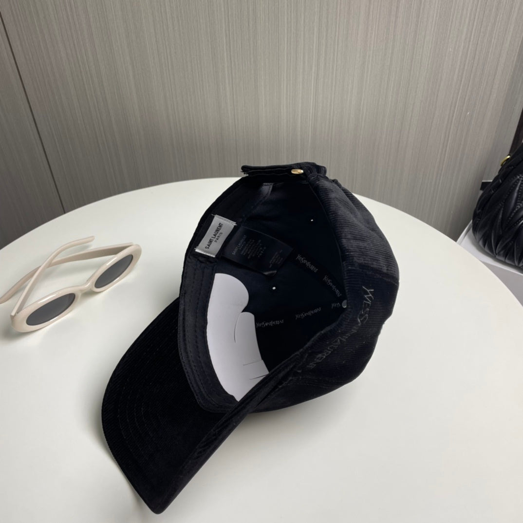 YSL Designer Inspired Corduroy Baseball Cap
