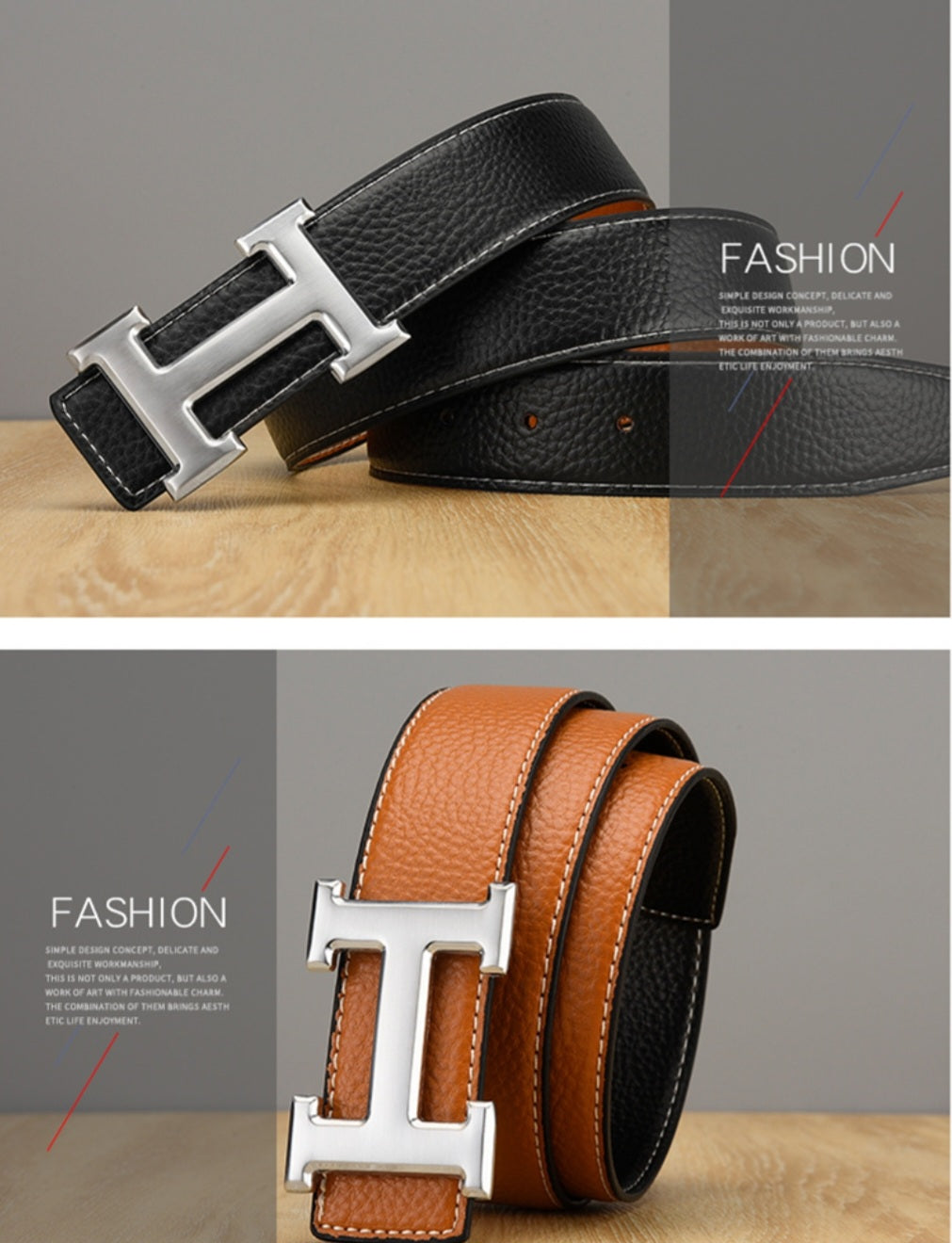 Hermès inspired Reversible Calfskin Belt
