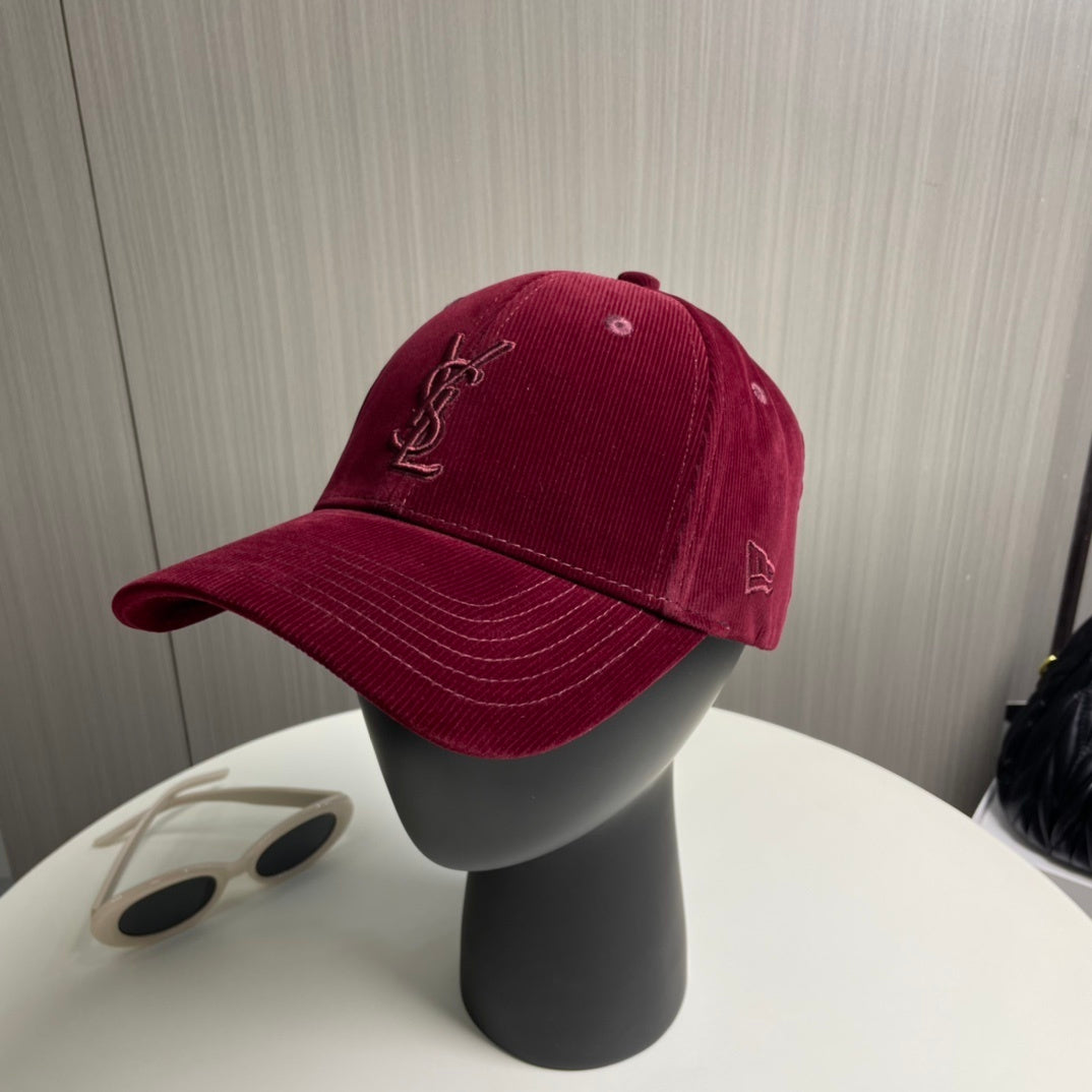 YSL Designer Inspired Corduroy Baseball Cap