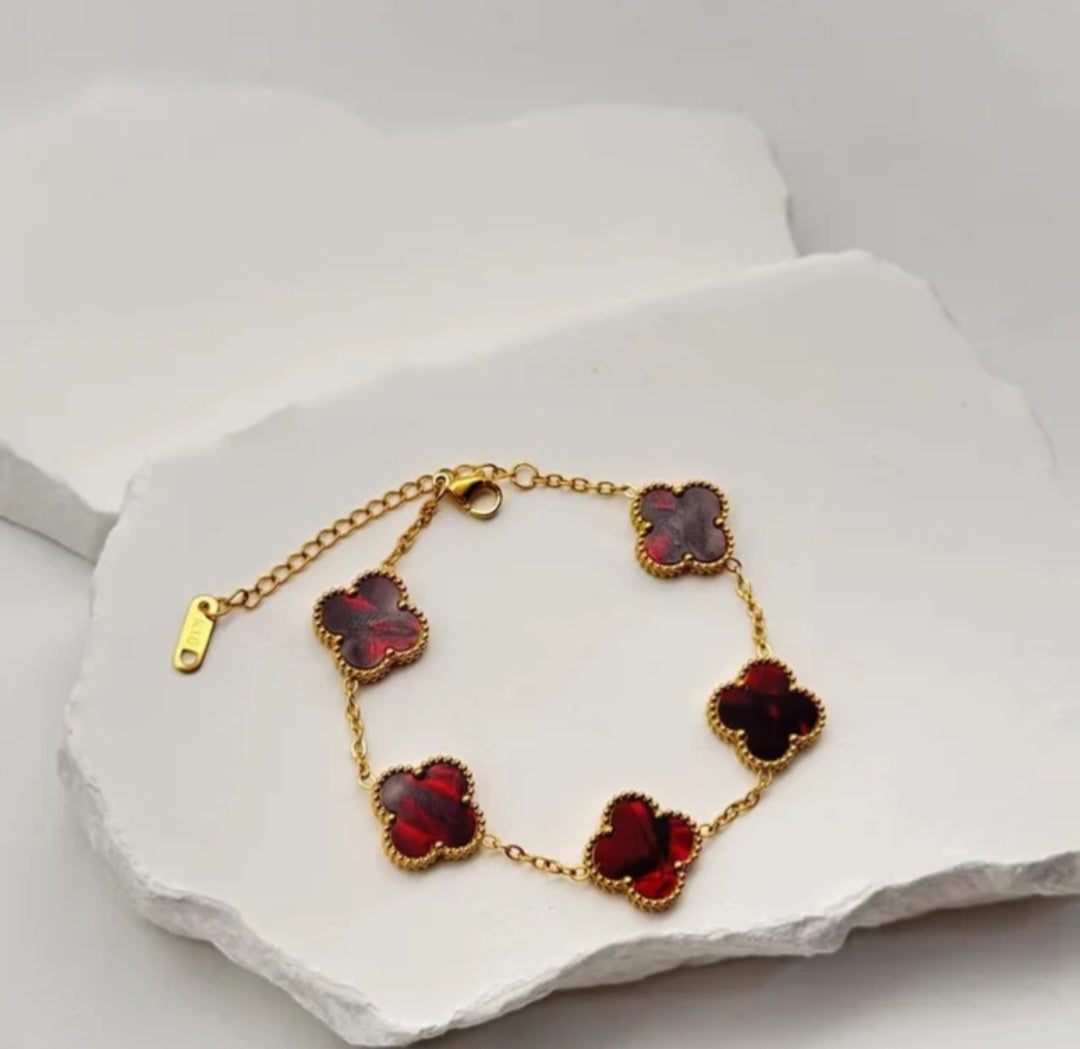 Van Cleef inspired Gold   Clover Bracelet 15mm Collection