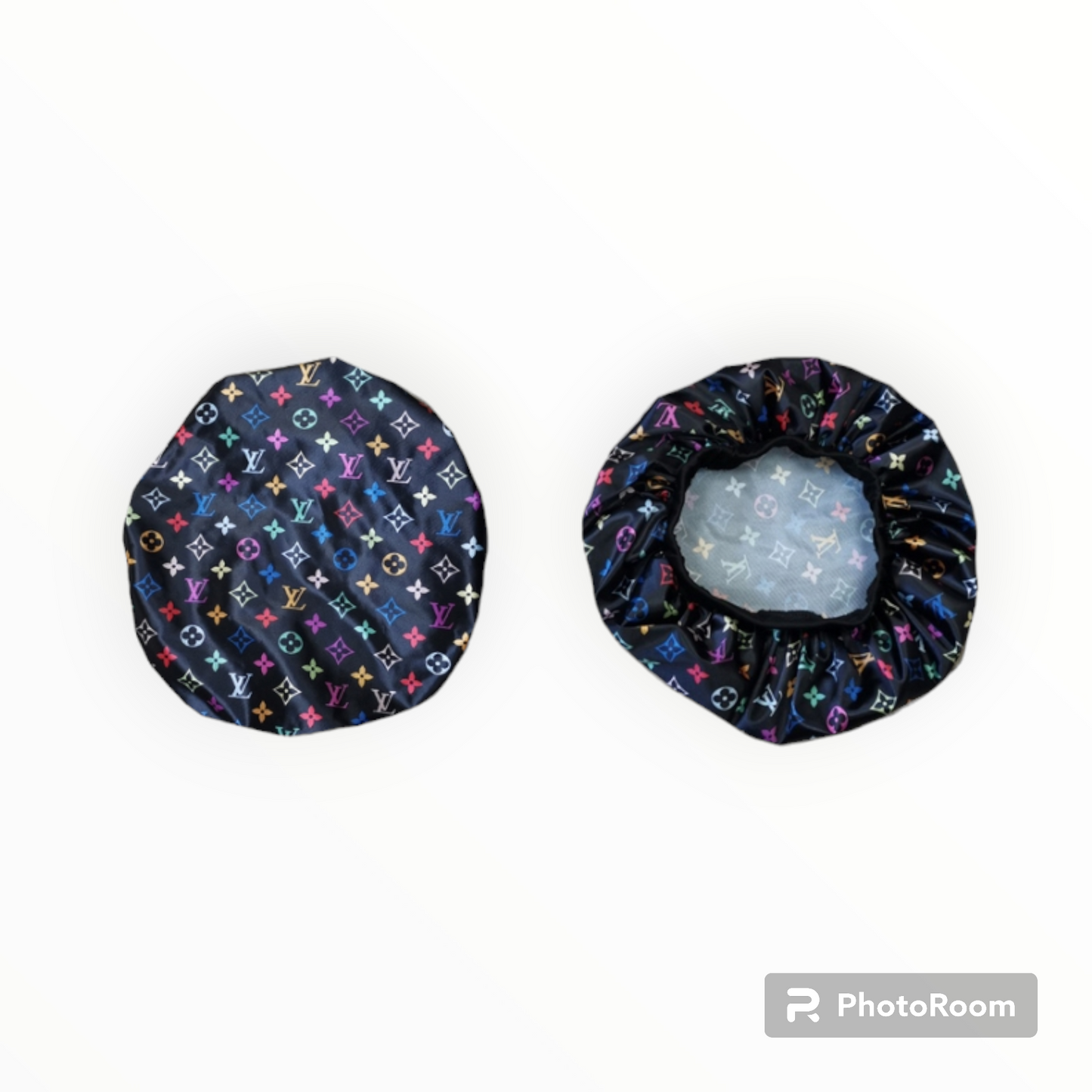 LV inspired Robe and Bonnet set