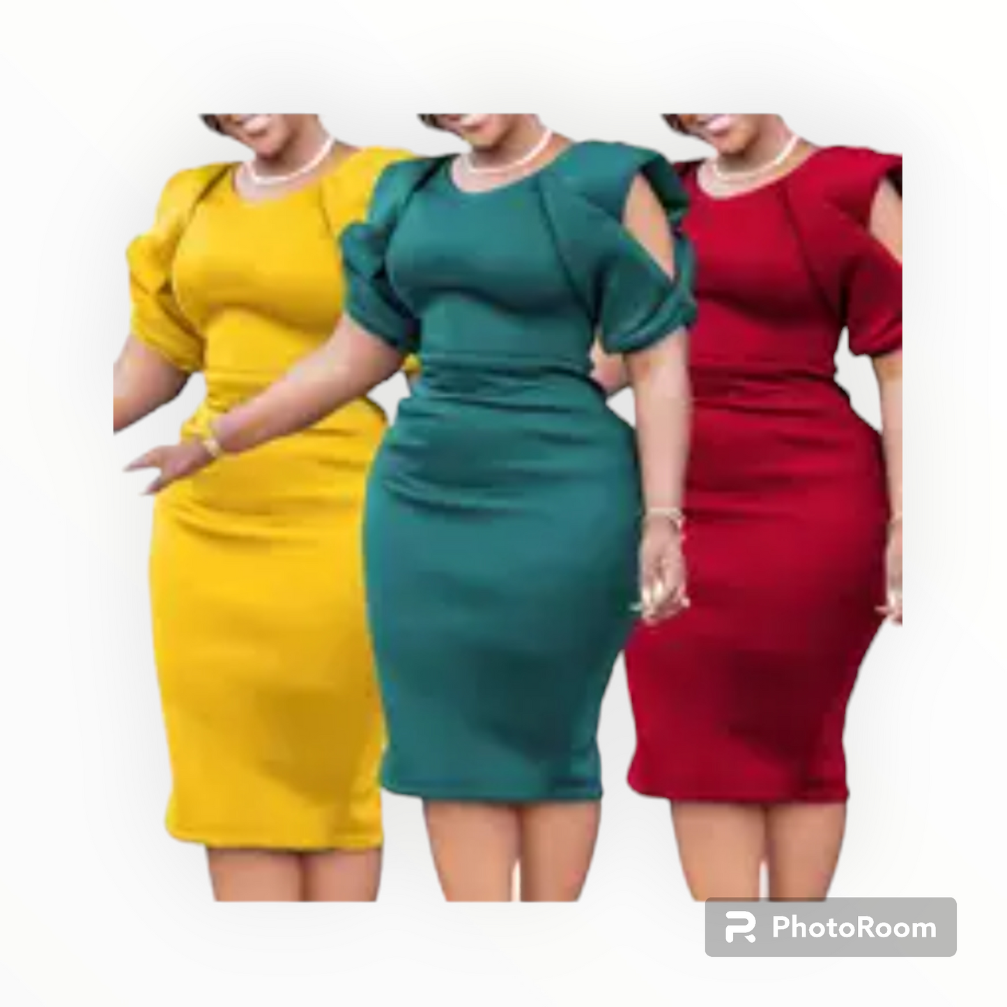 Plus size hollow sleeves midi Scuba dress