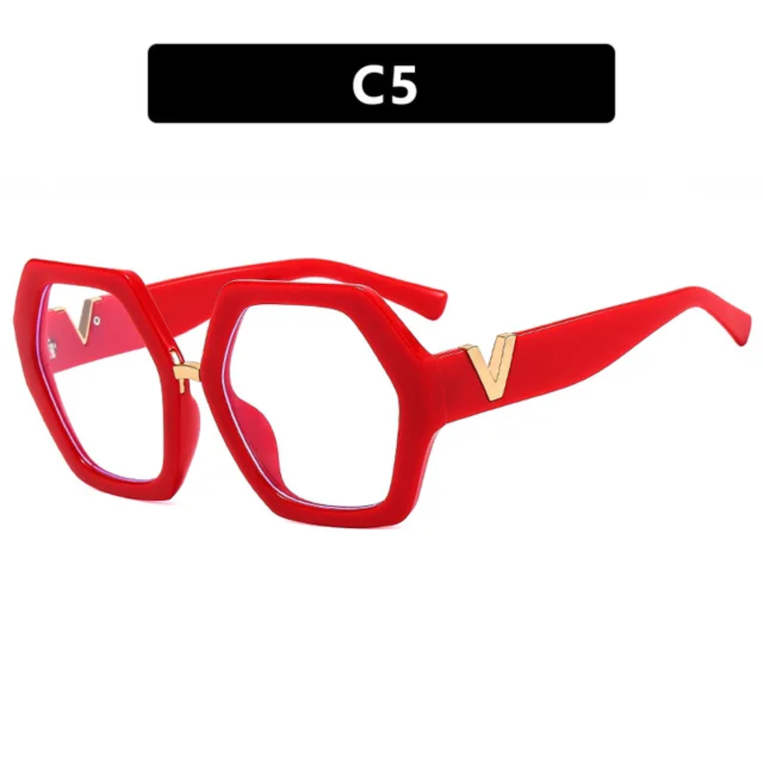 Oversize Polygon V anti-blue Eyewear