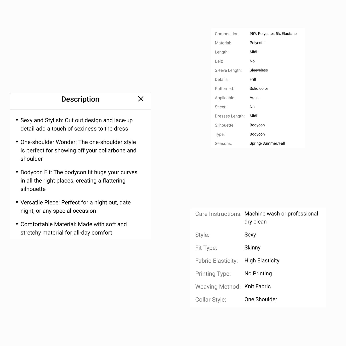 One Shoulder cut out waist mini Bodycon Dress