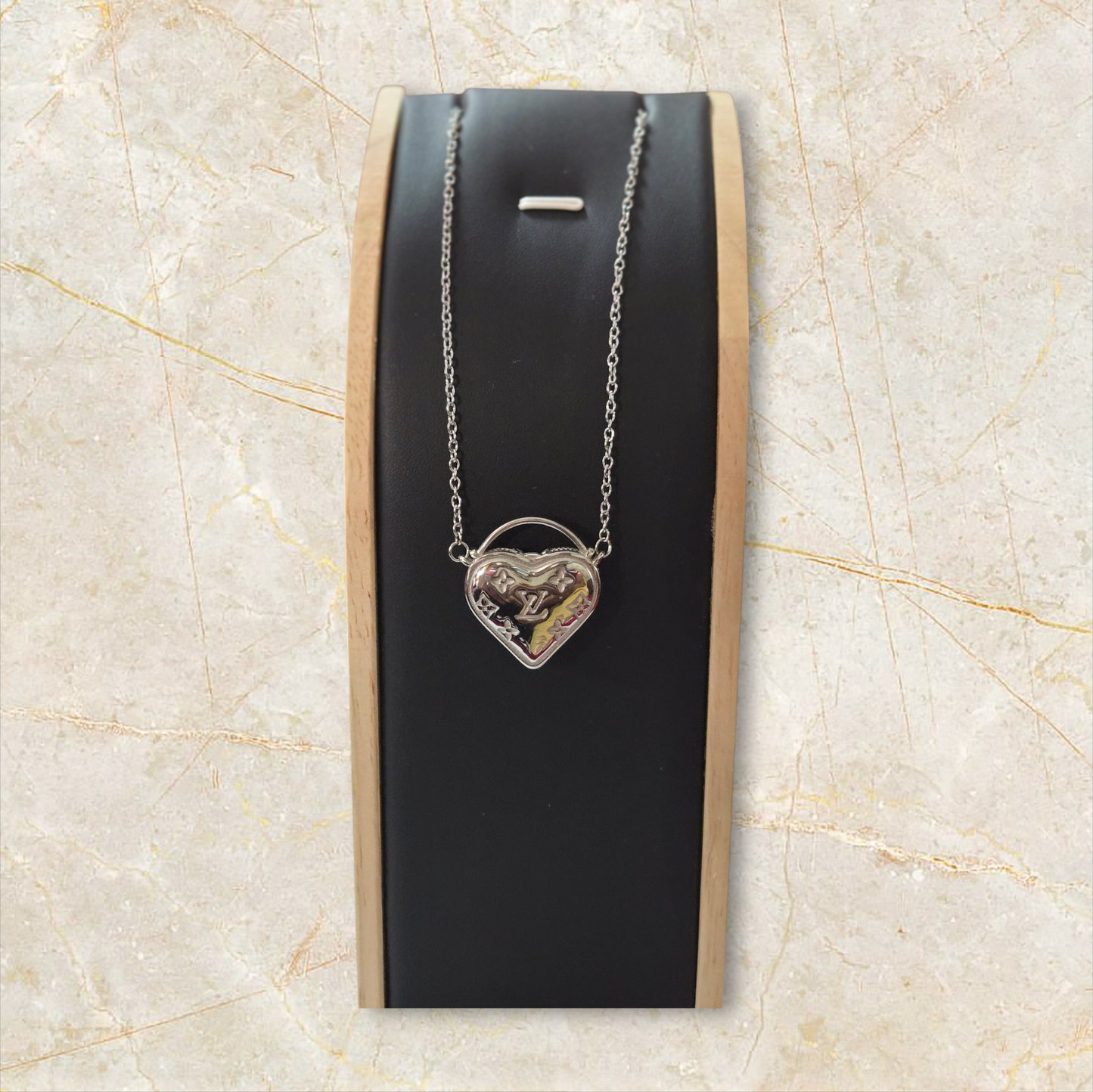 LV INSPIRED Heart NECKLACE