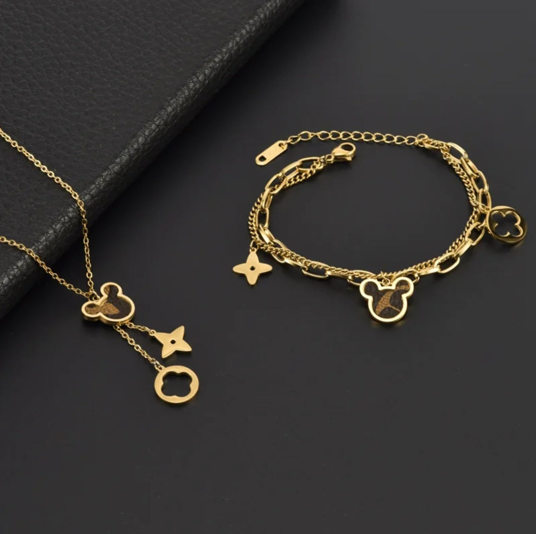 LV inspired Mickey Mouse head  bracelet