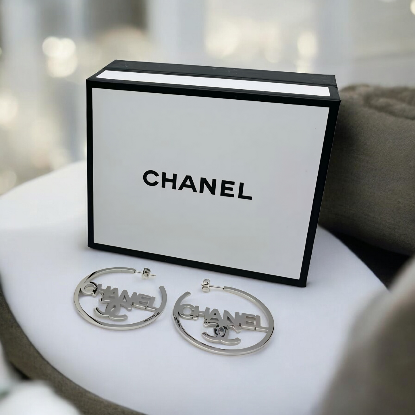 Chanel inspired Hoop Earrings