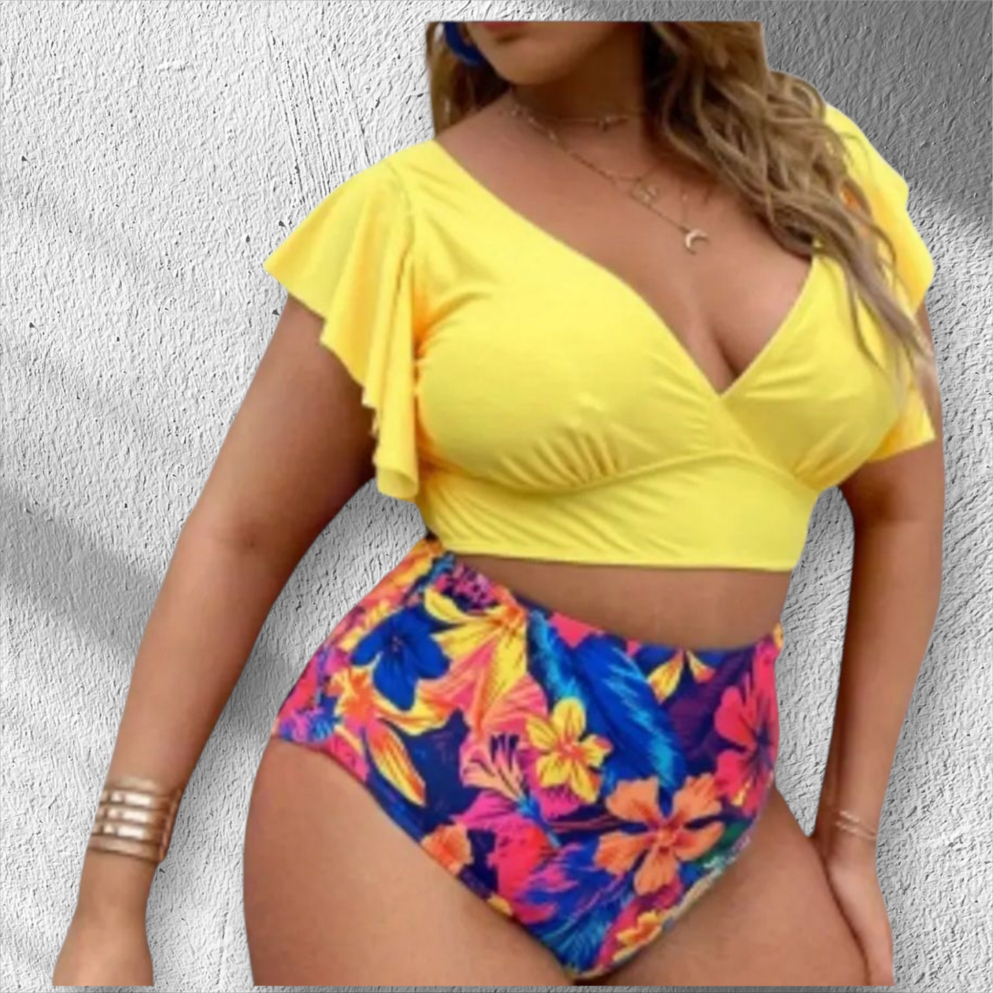 Plus size Tankini floral set