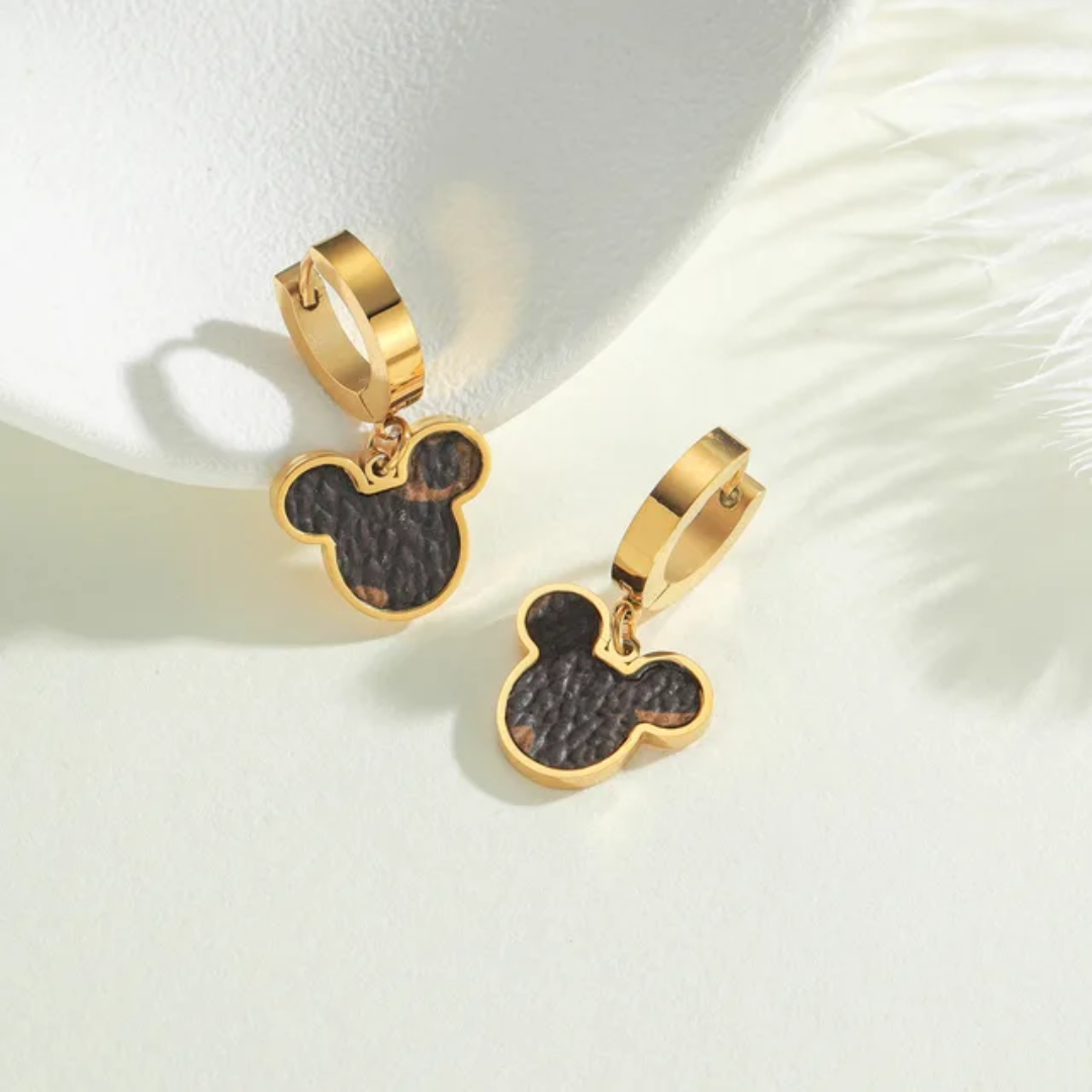 LV Designer Inspired Mickey Mouse Earrings