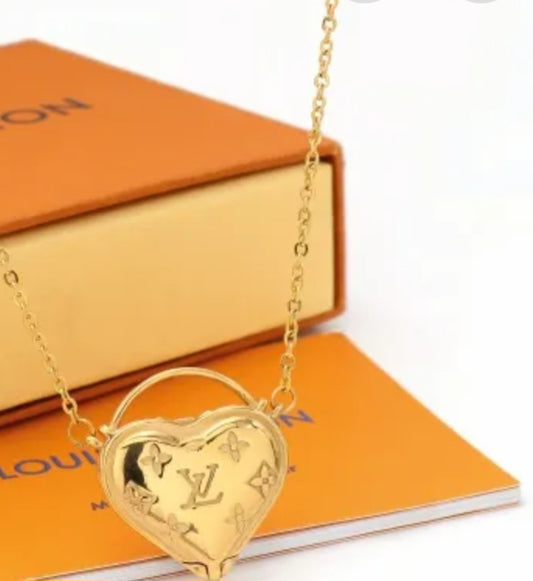 LV INSPIRED Heart NECKLACE