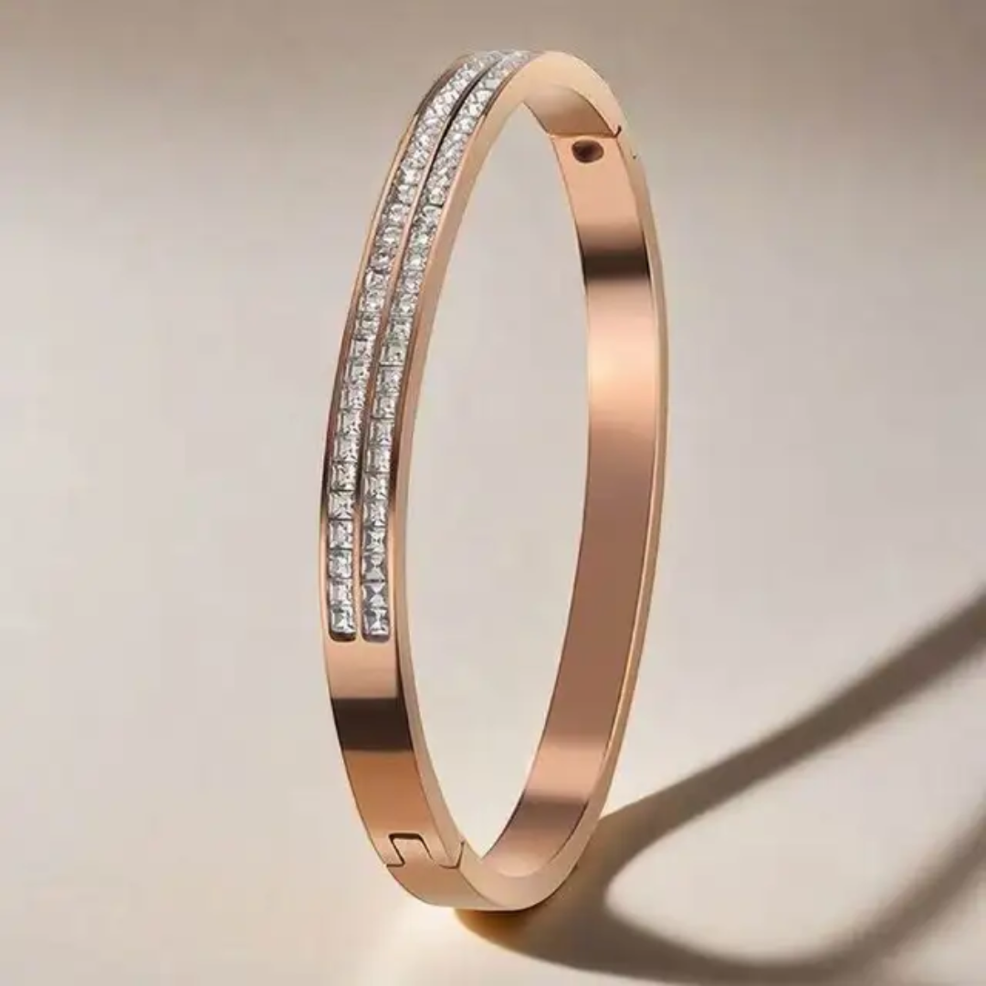 Stainless Steel Double Zirconia Bangle