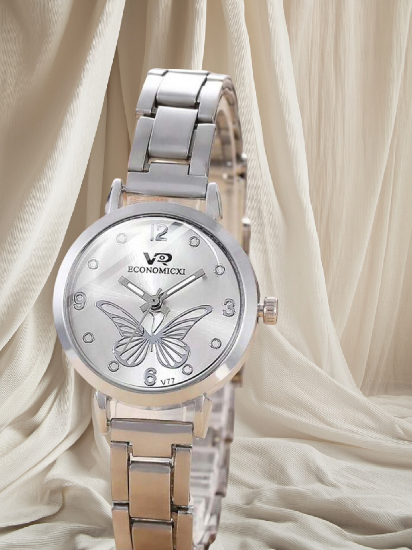 Women Silver Butterfly Quartz Watch