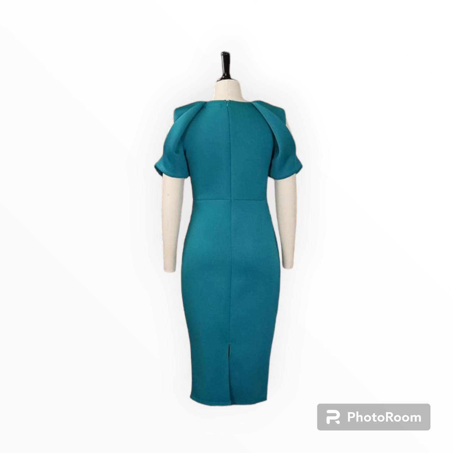 Plus size hollow sleeves midi Scuba dress