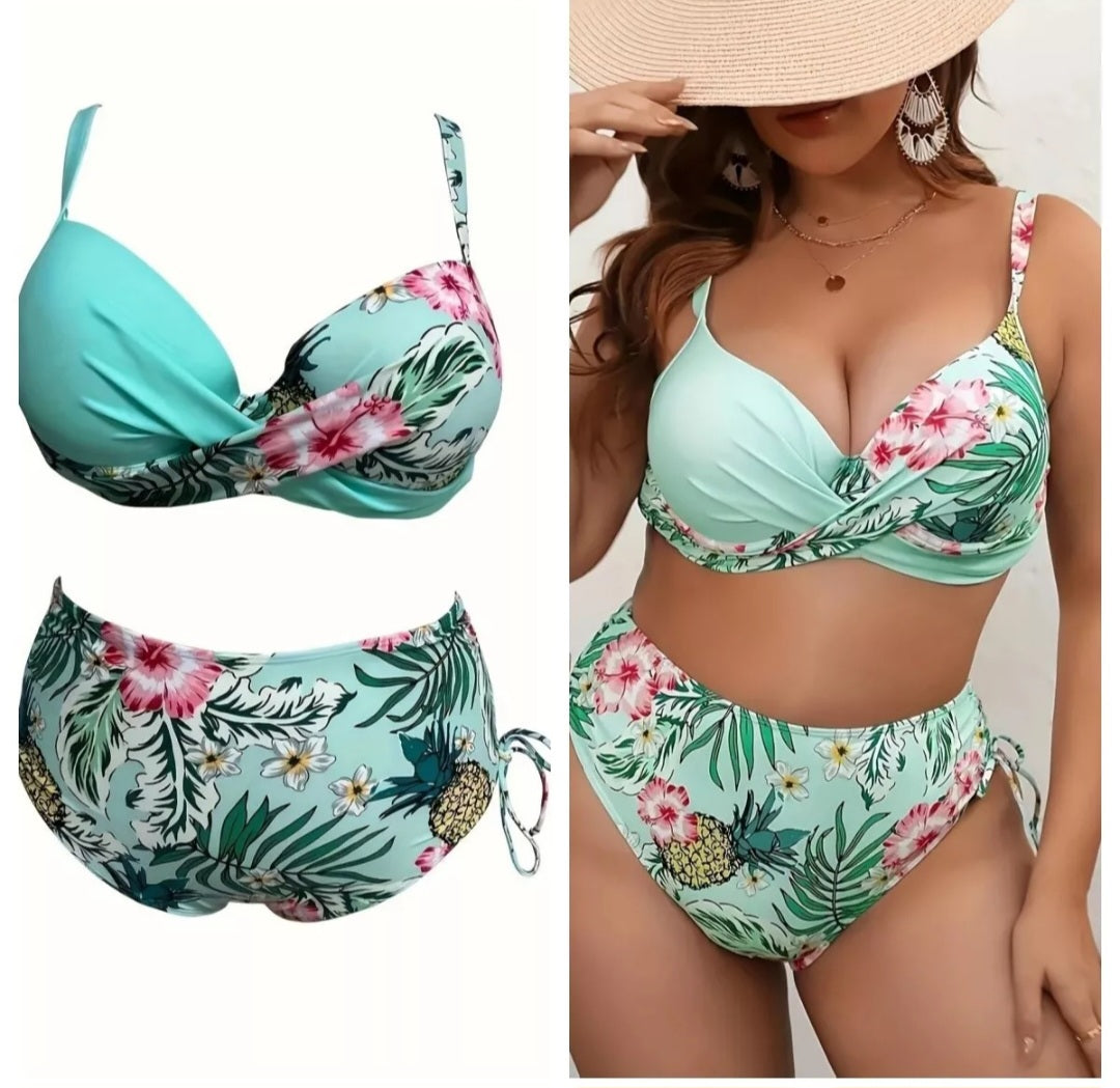 Plus size 2pc tropical bikini set