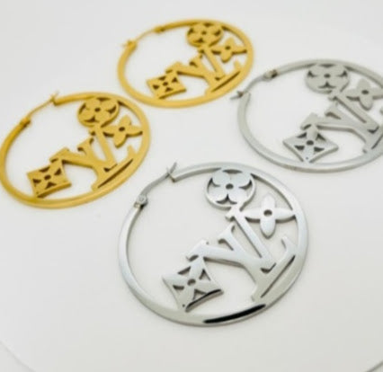 LV inspired Hoop Earrings