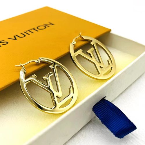 LV Designer Inspired Oval shape Hoop Earrings