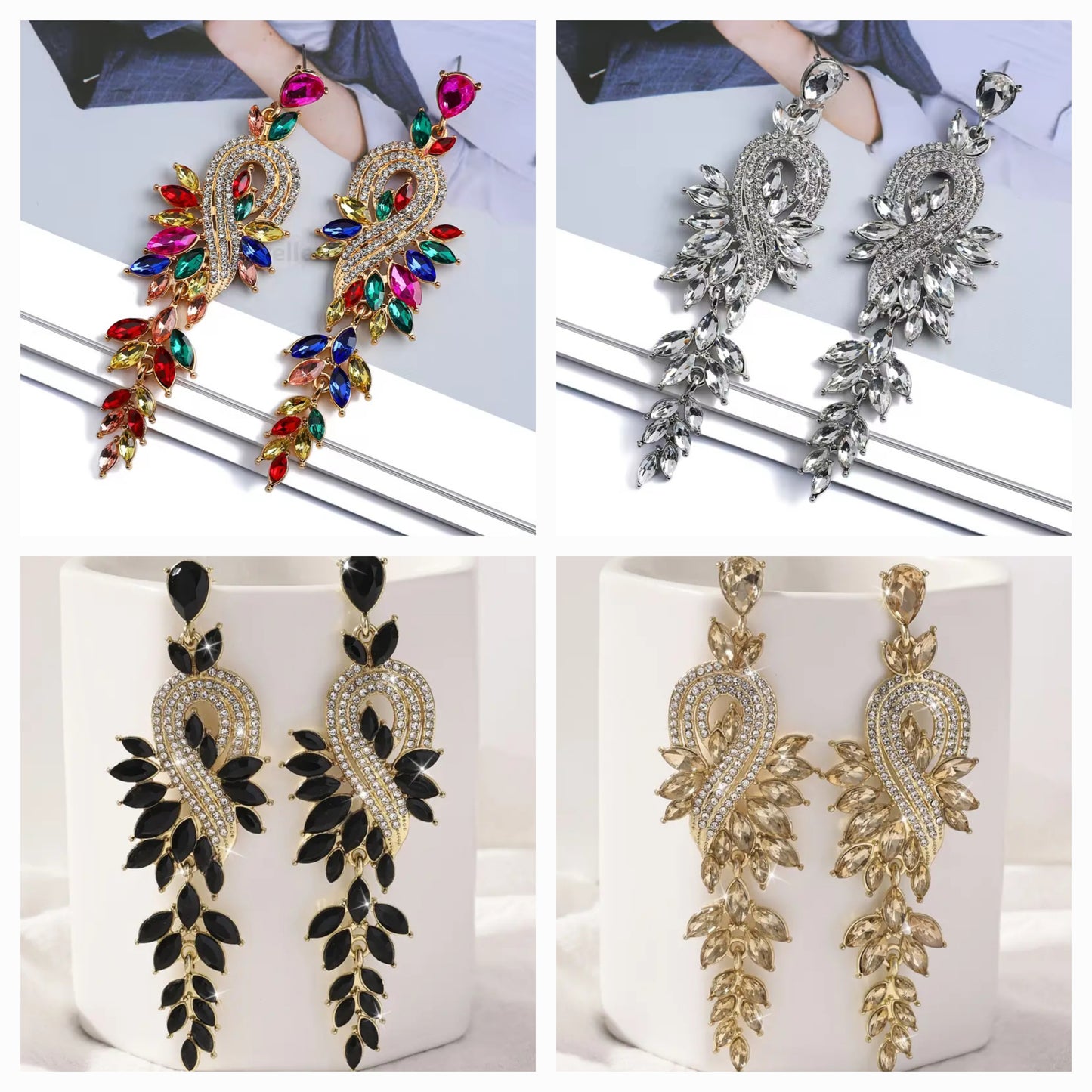 Crystal Rhinestones Dangling Earrings